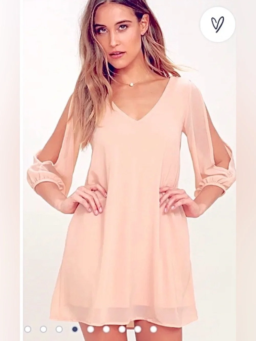 Lulus Chiffon Shift Mini Dress Blush Pink Size XL Sheer Balloon Sleeve Party